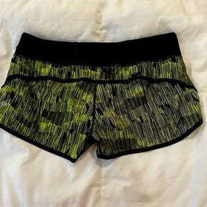 Lululemon Speed Up shorts, Black and Neon Yellow